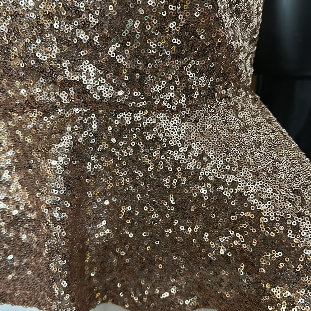 Sequin Peplum Top - Rose Gold - Picture 3 of 4
